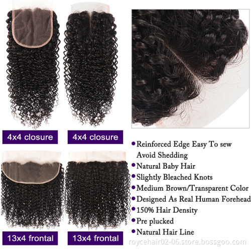 Hot Sale 100% Brazilian Human Hair Glueless Extensions Vendor, Cuticle Aligned Hair Weaving Bundle With Transparent Lace Closure